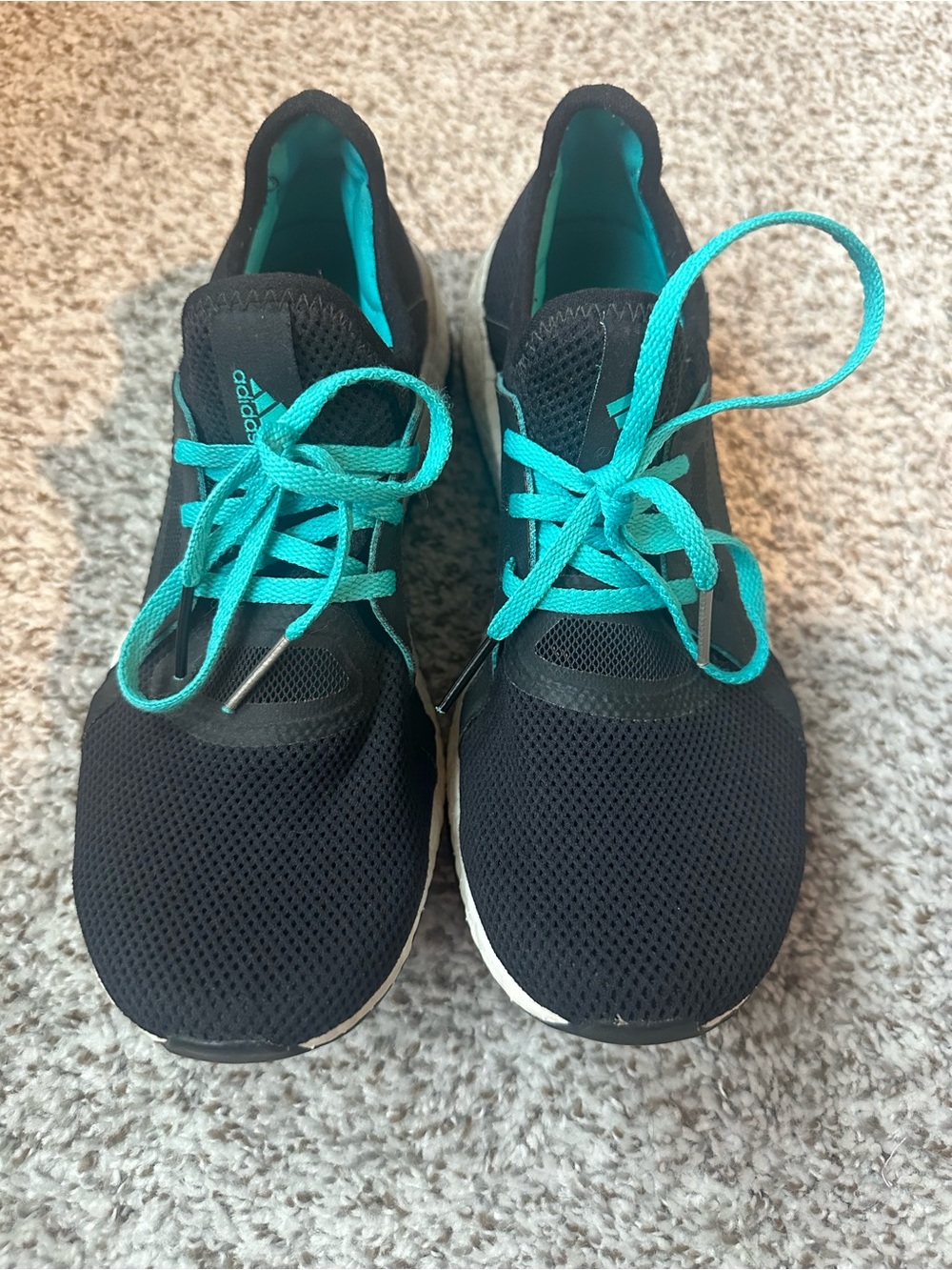 adidas Women's Black Athletic Shoes with Teal Laces